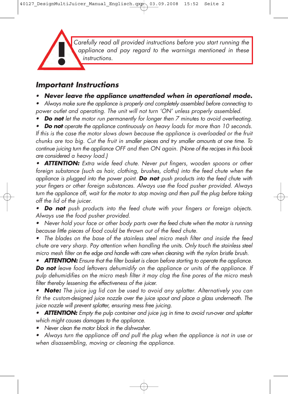 Gastroback 40127 Design Multi Juicer User Manual | Page 2 / 32