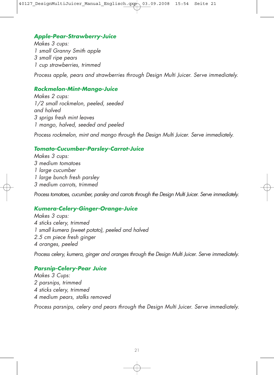 Gastroback 40127 Design Multi Juicer User Manual | Page 21 / 32