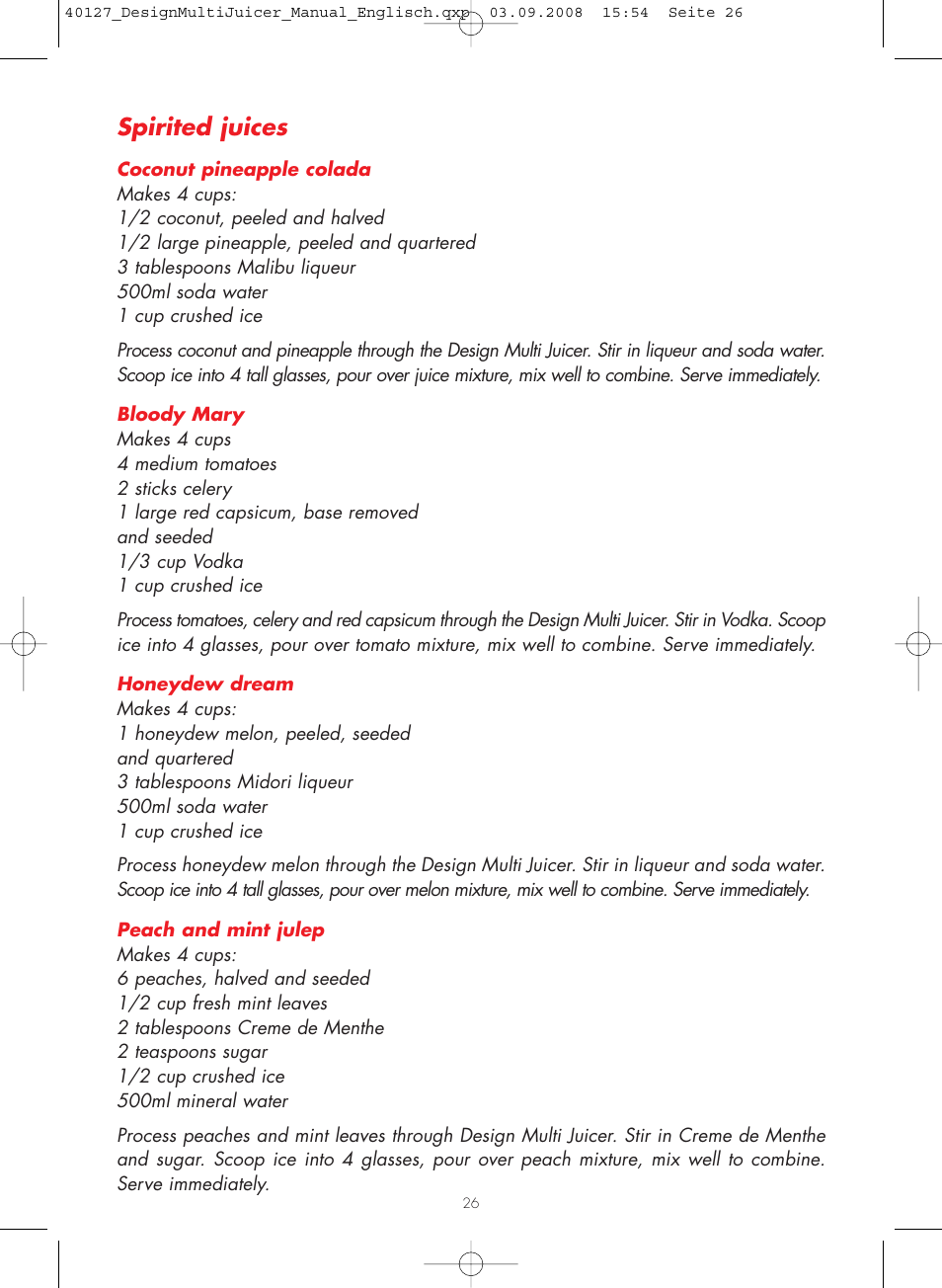 Spirited juices | Gastroback 40127 Design Multi Juicer User Manual | Page 26 / 32