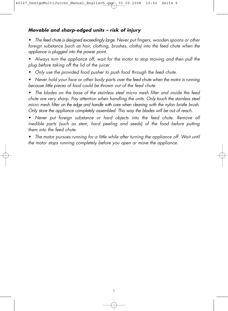 Gastroback 40127 Design Multi Juicer User Manual | Page 6 / 32