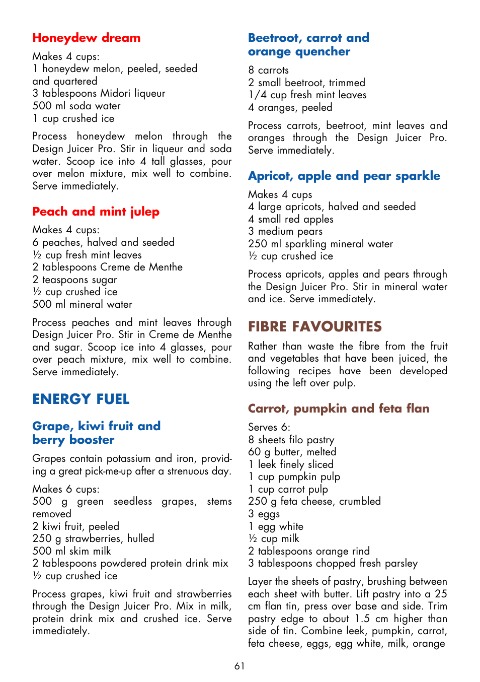 Energy fuel, Fibre favourites | Gastroback 40126 Design Juicer Pro User Manual | Page 29 / 32
