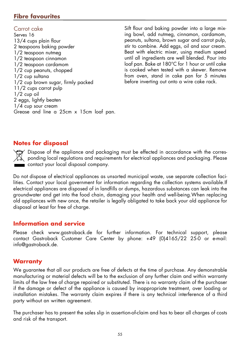 Gastroback 40123 Design Juicer User Manual | Page 25 / 26