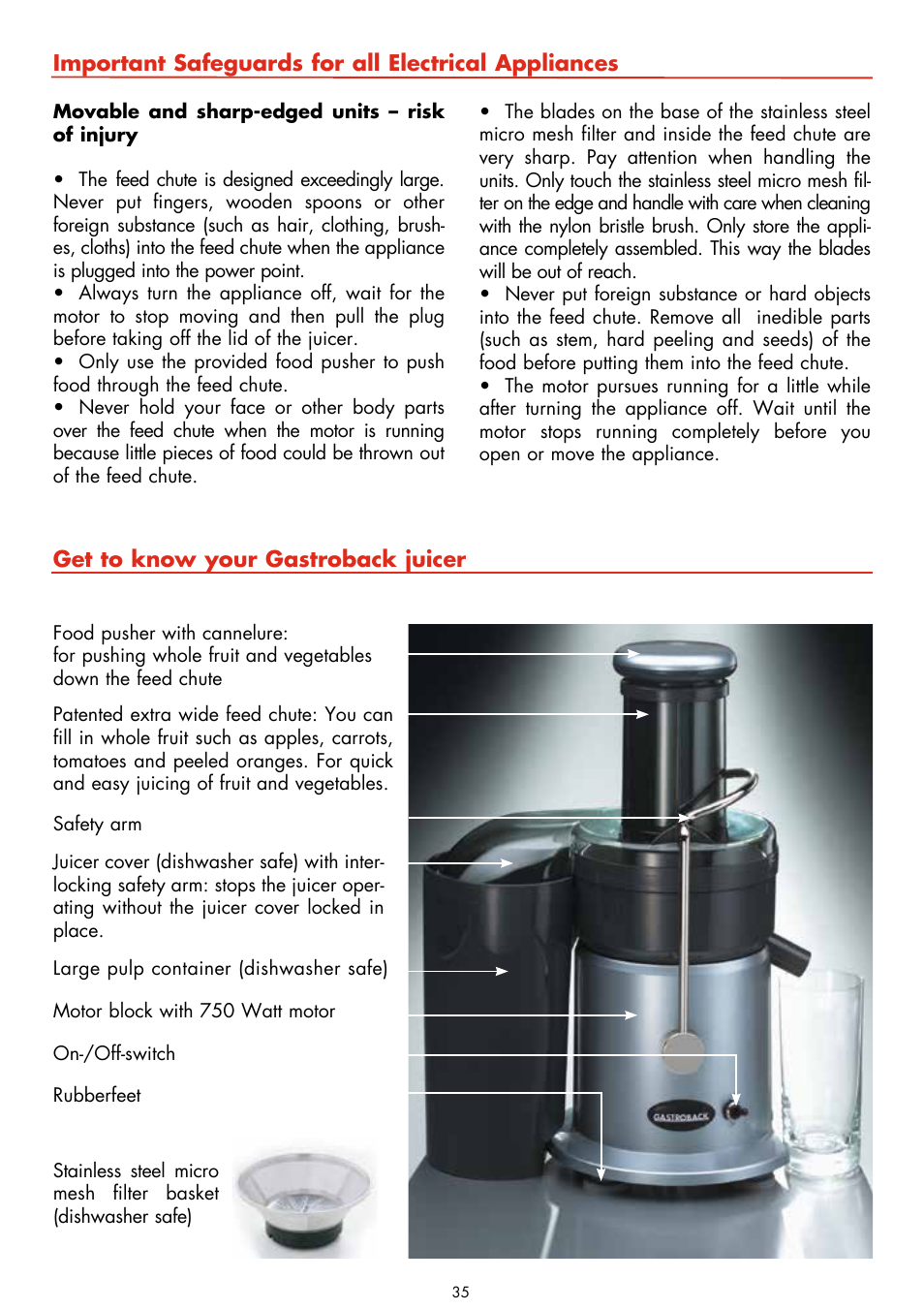 Gastroback 40123 Design Juicer User Manual | Page 5 / 26