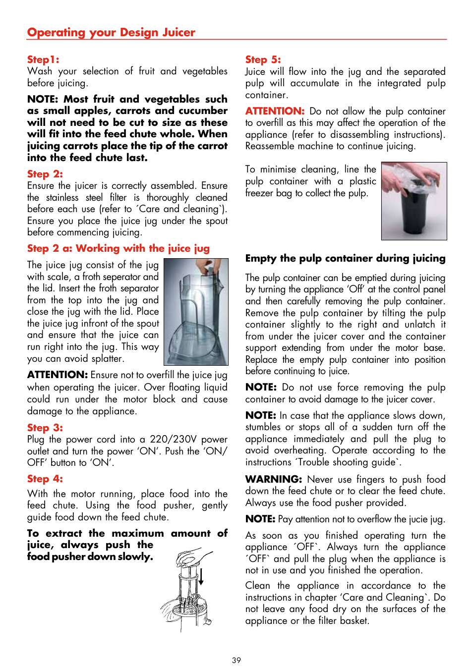 Gastroback 40123 Design Juicer User Manual | Page 9 / 26