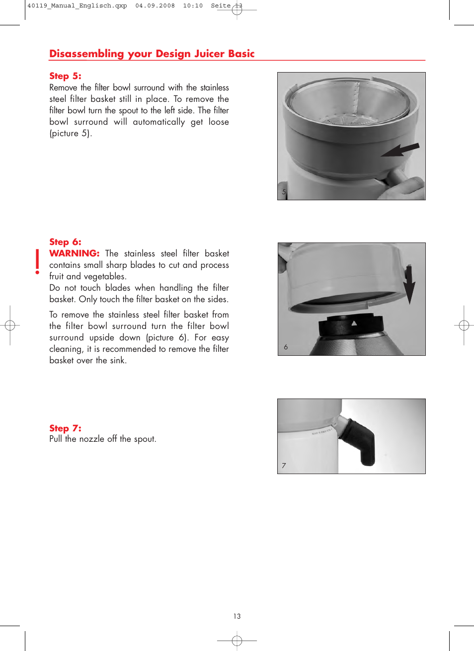 Gastroback 40119 Design Juicer Basic User Manual | Page 13 / 28