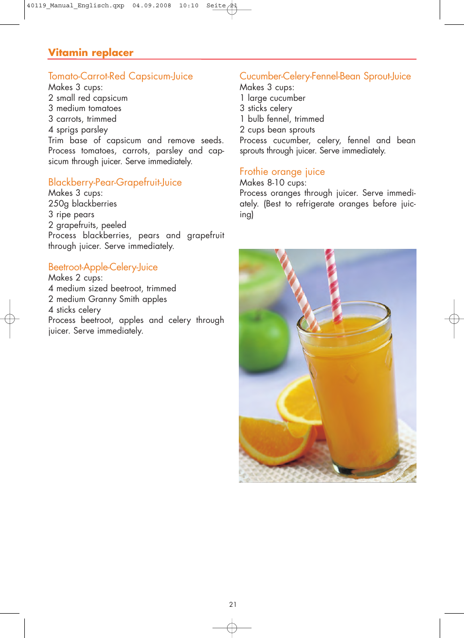 Gastroback 40119 Design Juicer Basic User Manual | Page 21 / 28