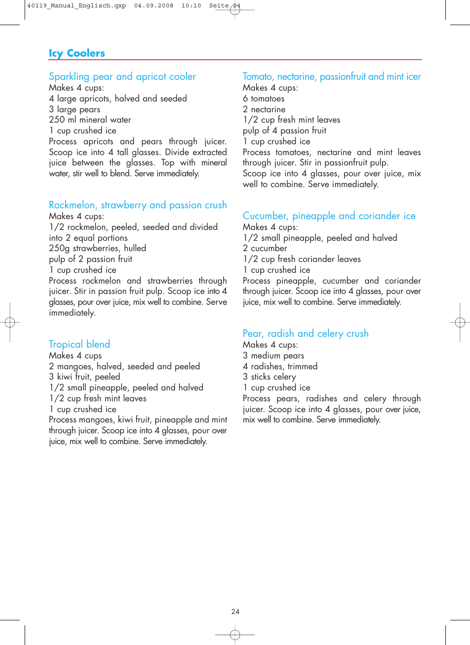 Gastroback 40119 Design Juicer Basic User Manual | Page 24 / 28