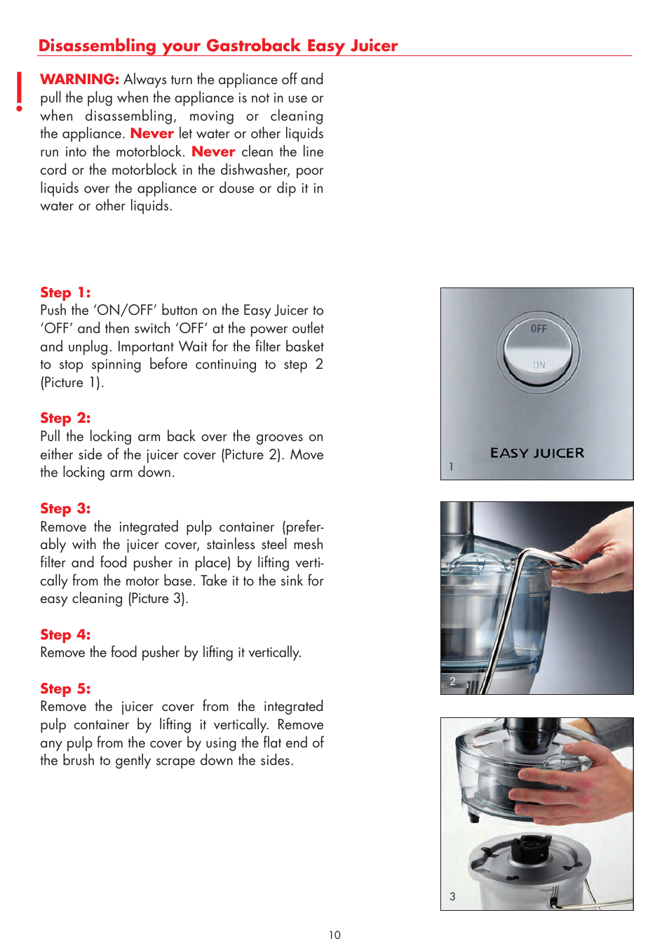 Gastroback 40118 Easy Juicer User Manual | Page 10 / 28