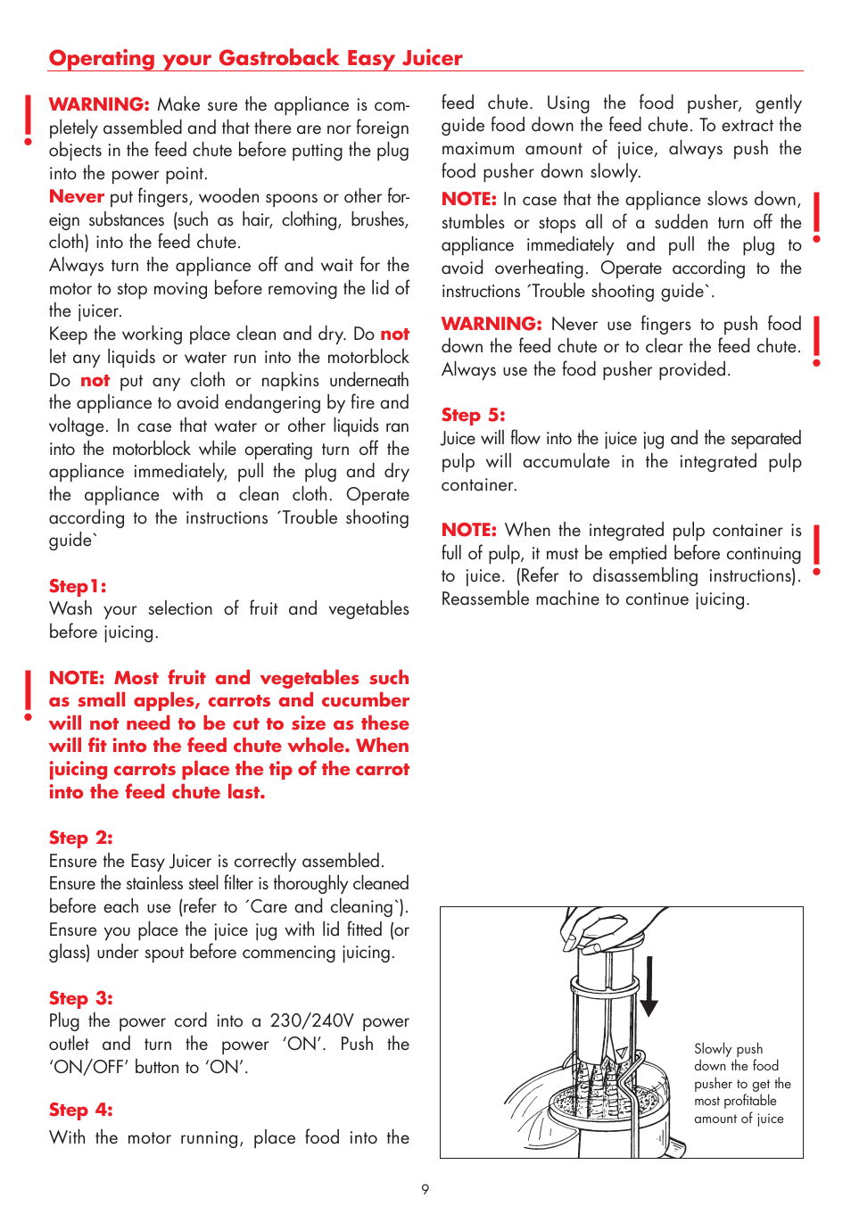 Gastroback 40118 Easy Juicer User Manual | Page 9 / 28