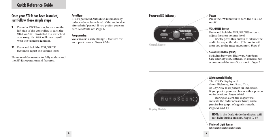 Quick reference guide | Beltronics STi-R User Manual | Page 4 / 16