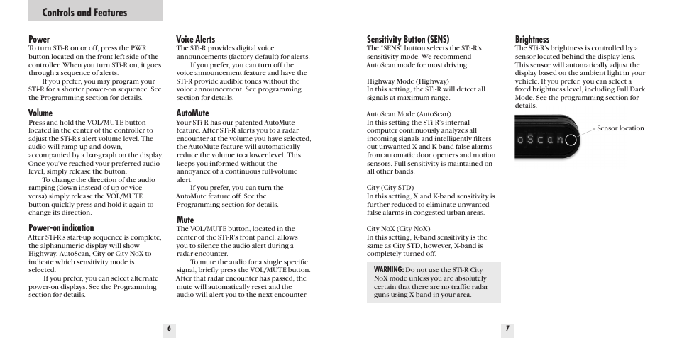 Controls and features | Beltronics STi-R User Manual | Page 5 / 16