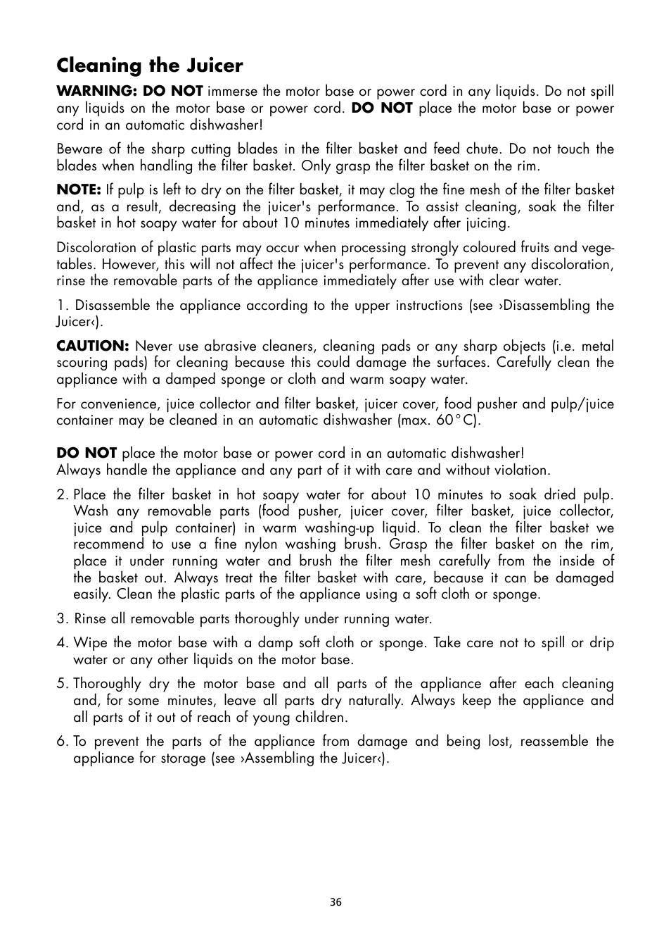 Cleaning the juicer | Gastroback 40117 Vital Juicer Pro User Manual | Page 12 / 24