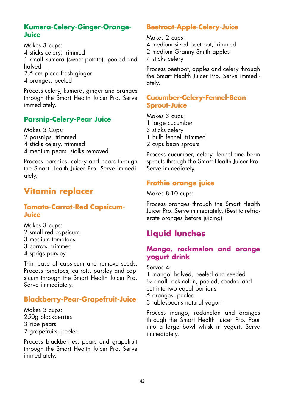 Vitamin replacer, Liquid lunches | Gastroback 40117 Vital Juicer Pro User Manual | Page 18 / 24