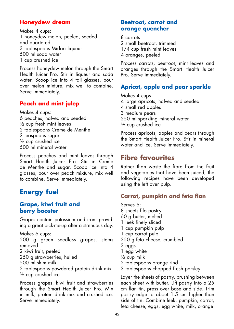 Energy fuel, Fibre favourites | Gastroback 40117 Vital Juicer Pro User Manual | Page 21 / 24