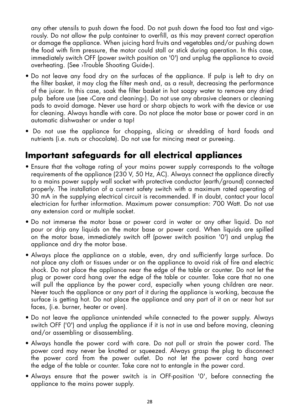 Important safeguards for all electrical appliances | Gastroback 40117 Vital Juicer Pro User Manual | Page 4 / 24
