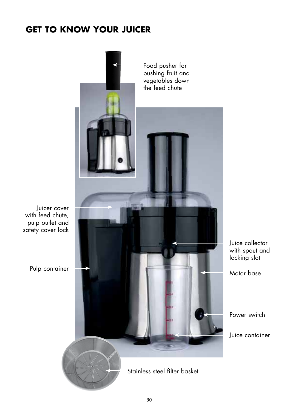 Get to know your juicer | Gastroback 40117 Vital Juicer Pro User Manual | Page 6 / 24