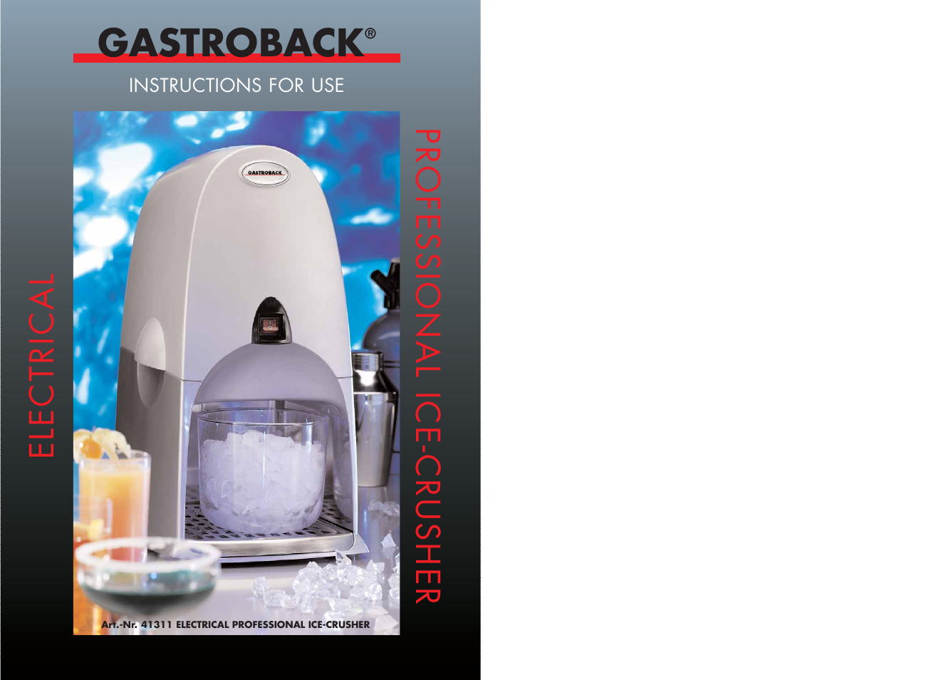 Gastroback 41311 Electric Design Ice Crusher User Manual | 5 pages