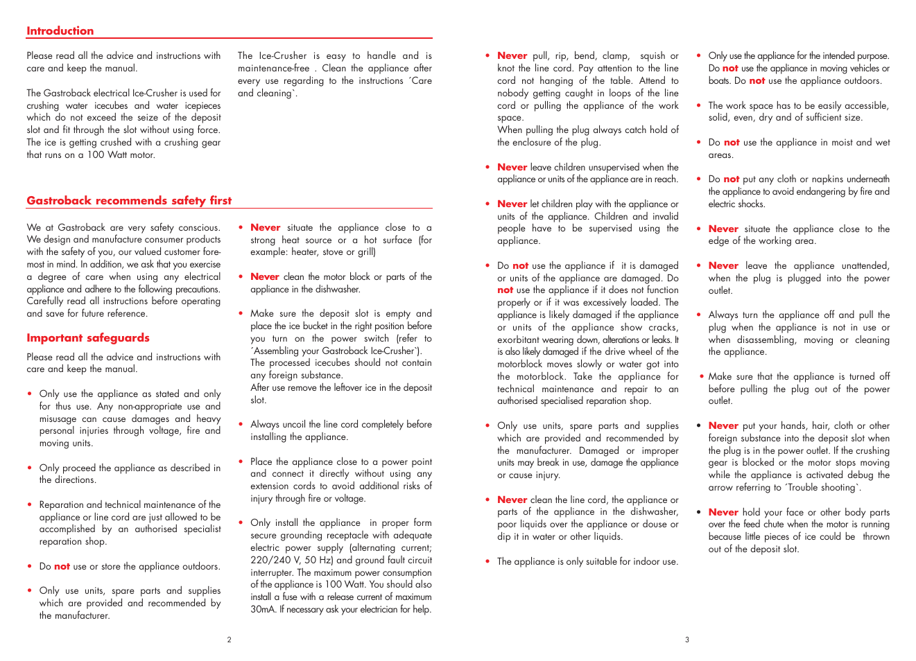 Gastroback 41311 Electric Design Ice Crusher User Manual | Page 2 / 5