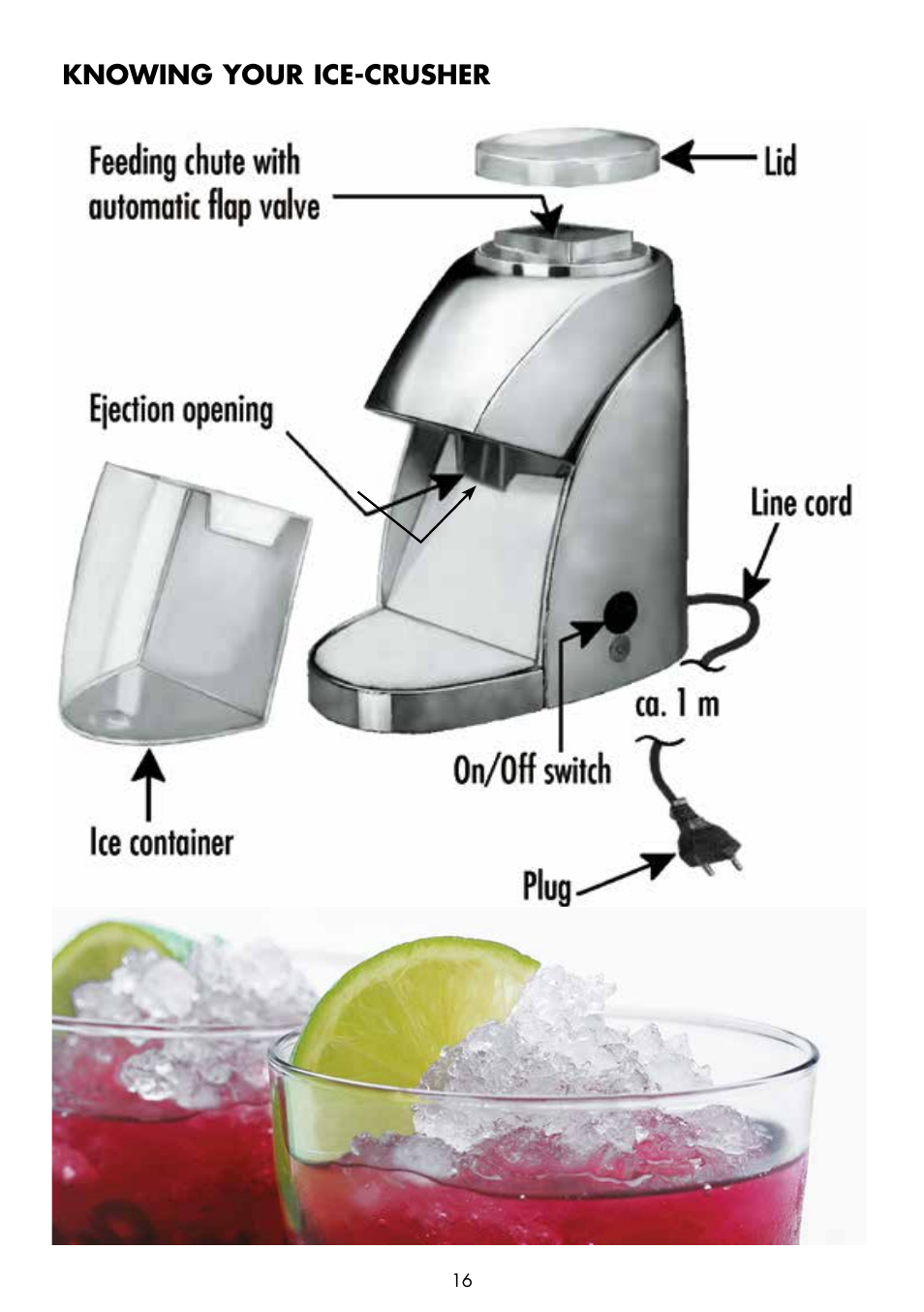 Knowing your ice-crusher | Gastroback 41127 Electrical Ice Crusher User Manual | Page 4 / 12