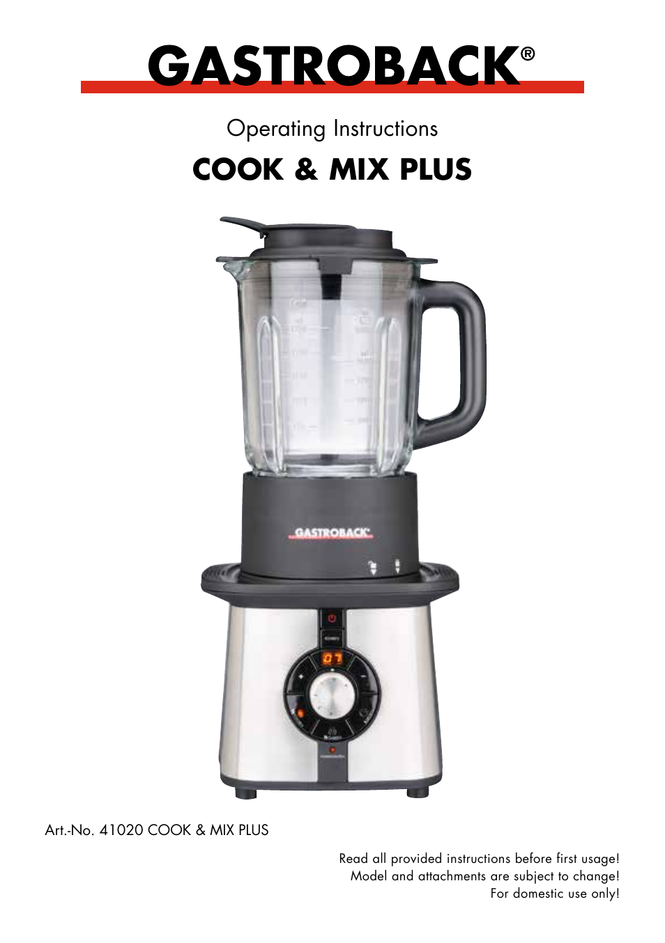 Gastroback 41020 Cook & Mix Plus User Manual | 26 pages