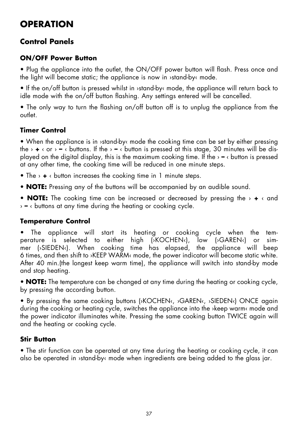 Operation | Gastroback 41020 Cook & Mix Plus User Manual | Page 11 / 26