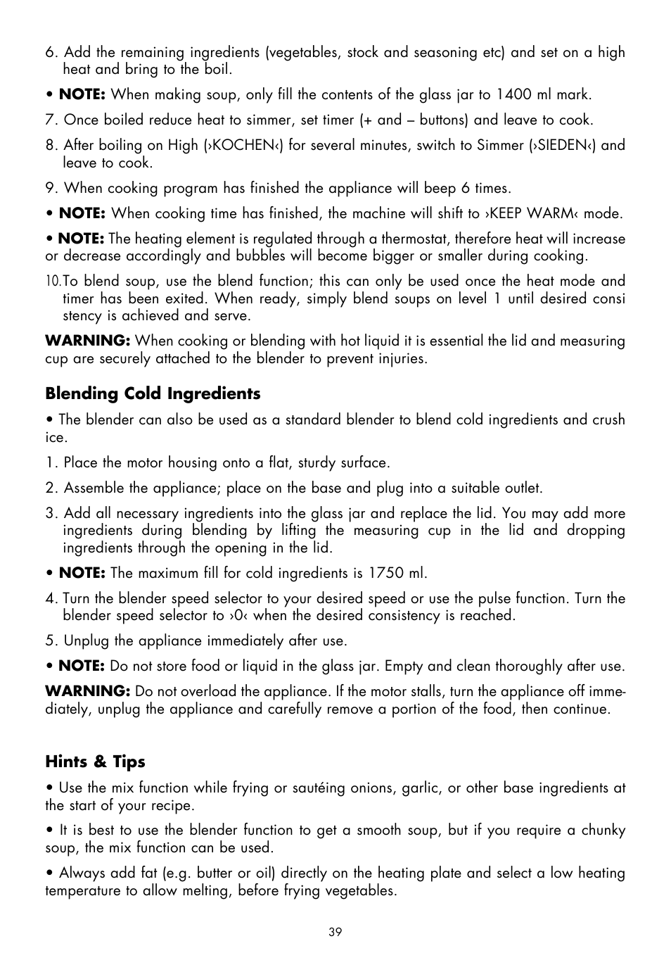 Gastroback 41020 Cook & Mix Plus User Manual | Page 13 / 26