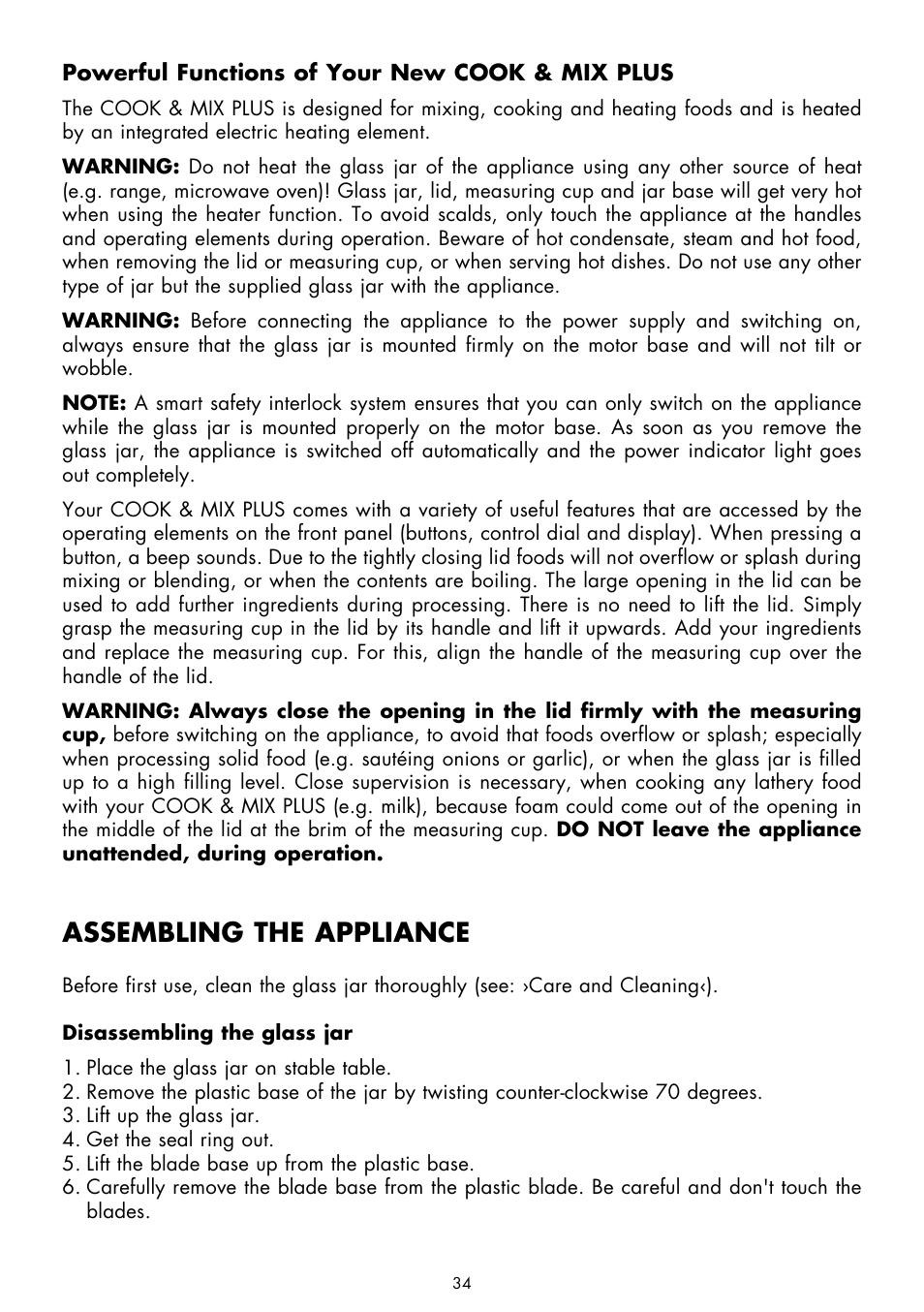 Assembling the appliance | Gastroback 41020 Cook & Mix Plus User Manual | Page 8 / 26