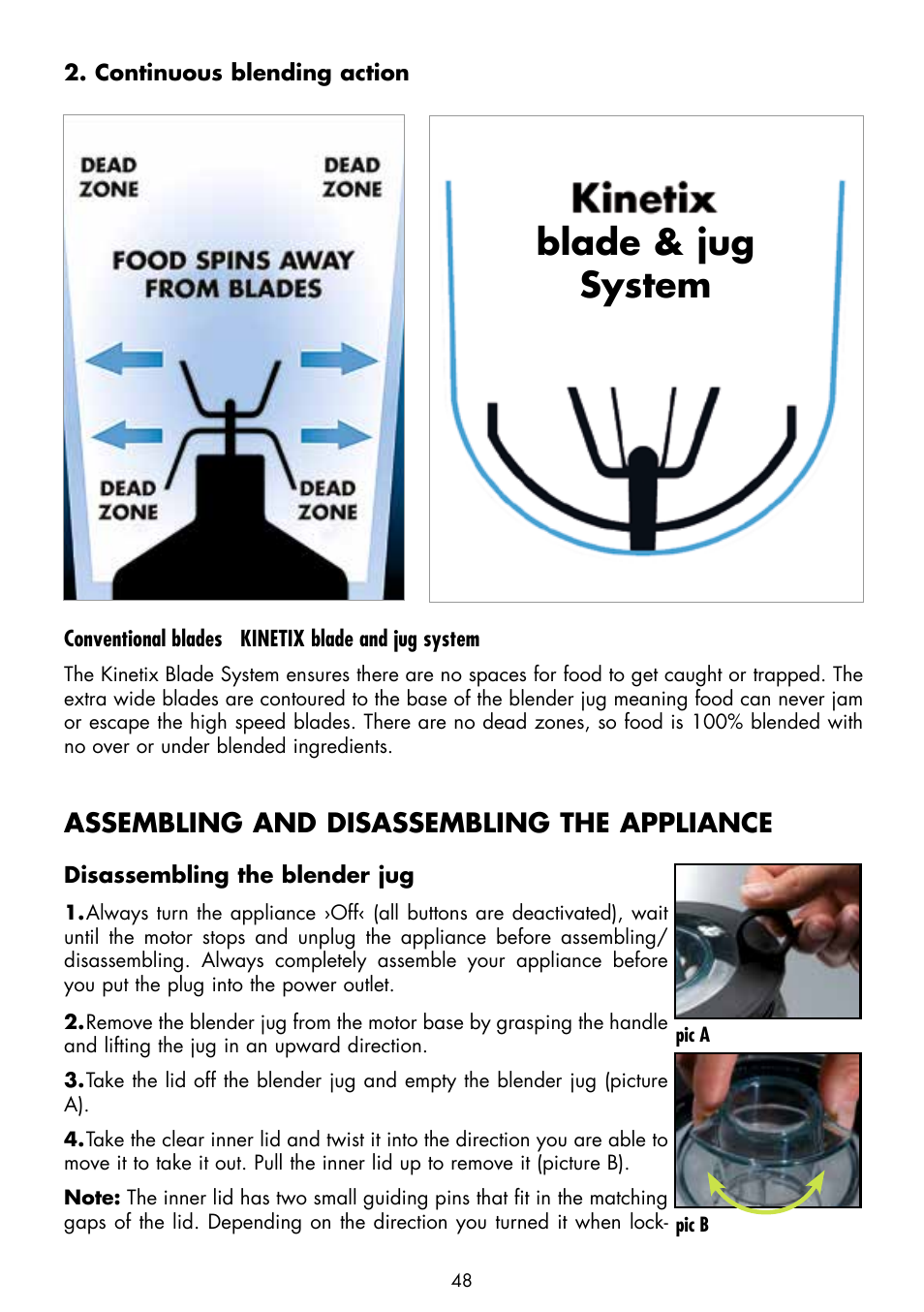Blade & jug system, Assembling and disassembling the appliance | Gastroback 41006 Design Mixer Advanced Pro User Manual | Page 10 / 34