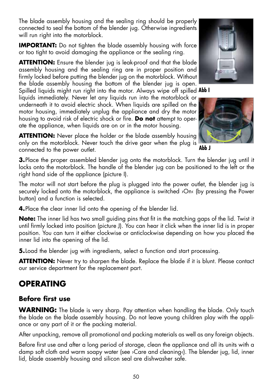 Operating | Gastroback 41006 Design Mixer Advanced Pro User Manual | Page 12 / 34