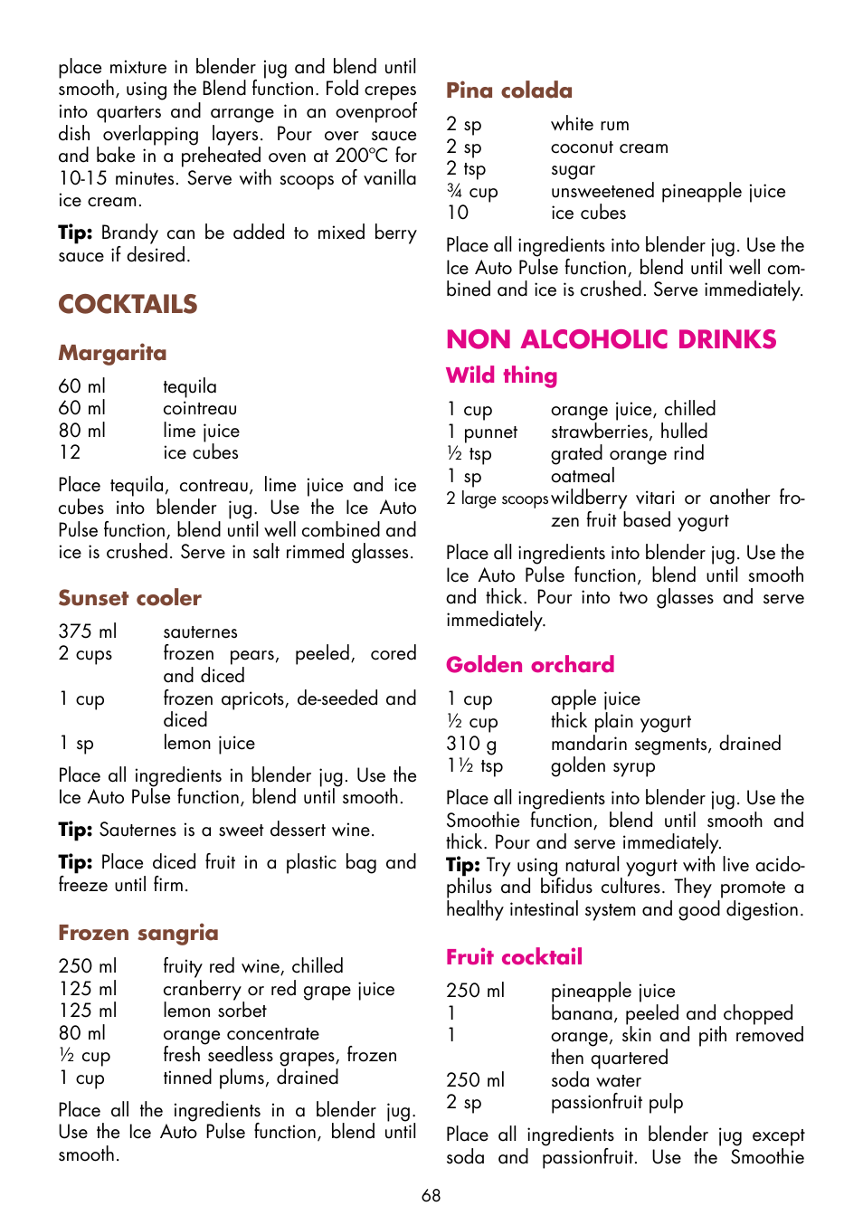 Cocktails, Non alcoholic drinks | Gastroback 41006 Design Mixer Advanced Pro User Manual | Page 30 / 34