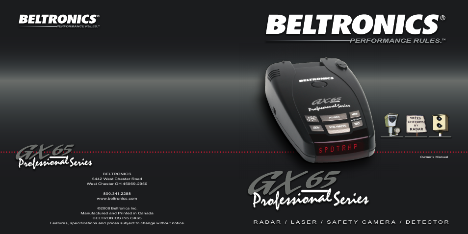 Beltronics GX65 User Manual | 18 pages