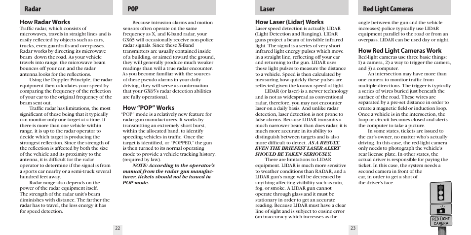 Radar pop laser red light cameras | Beltronics GX65 User Manual | Page 13 / 18