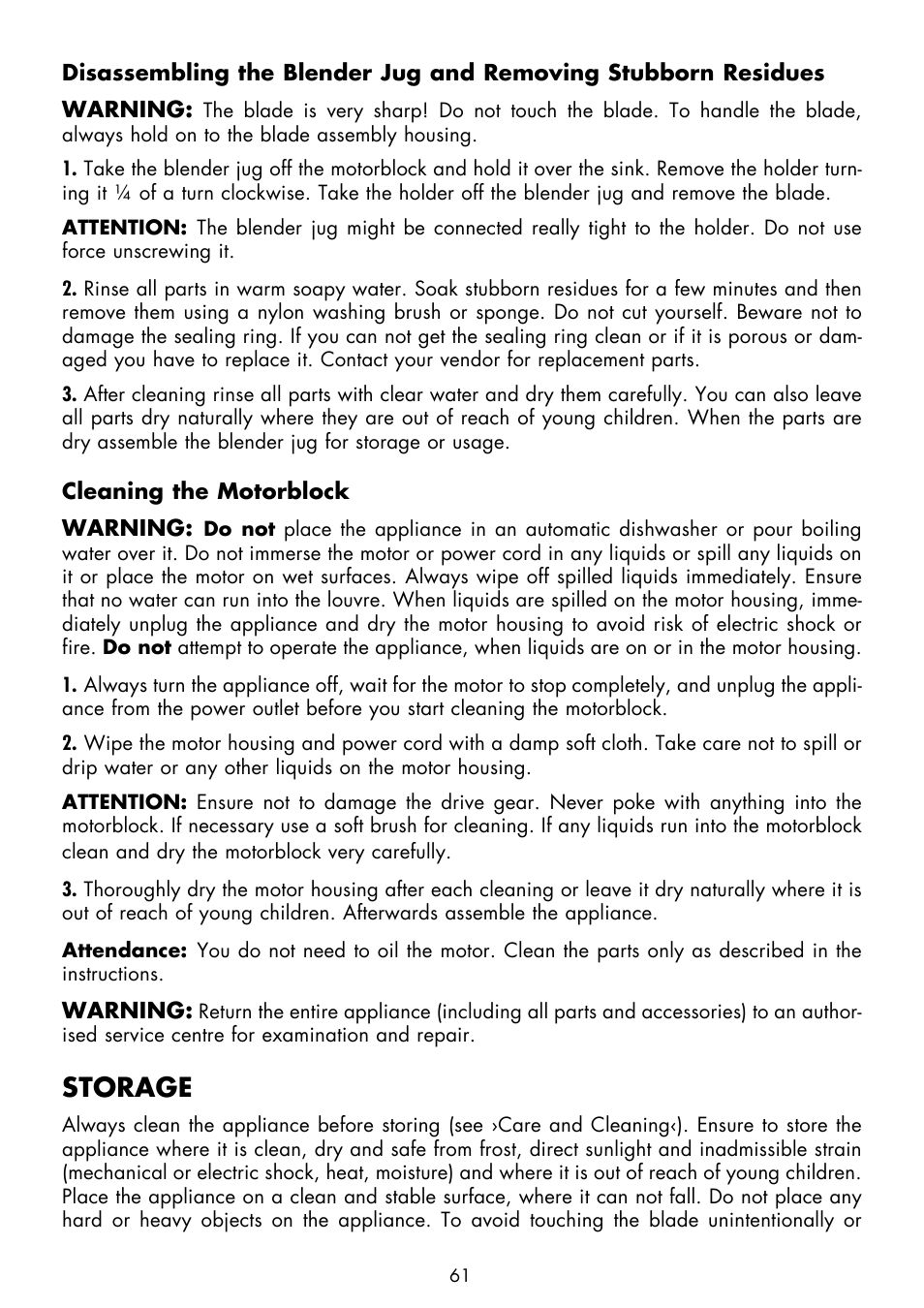 Storage | Gastroback 41001 Design Mixer Advanced Electronic User Manual | Page 21 / 36