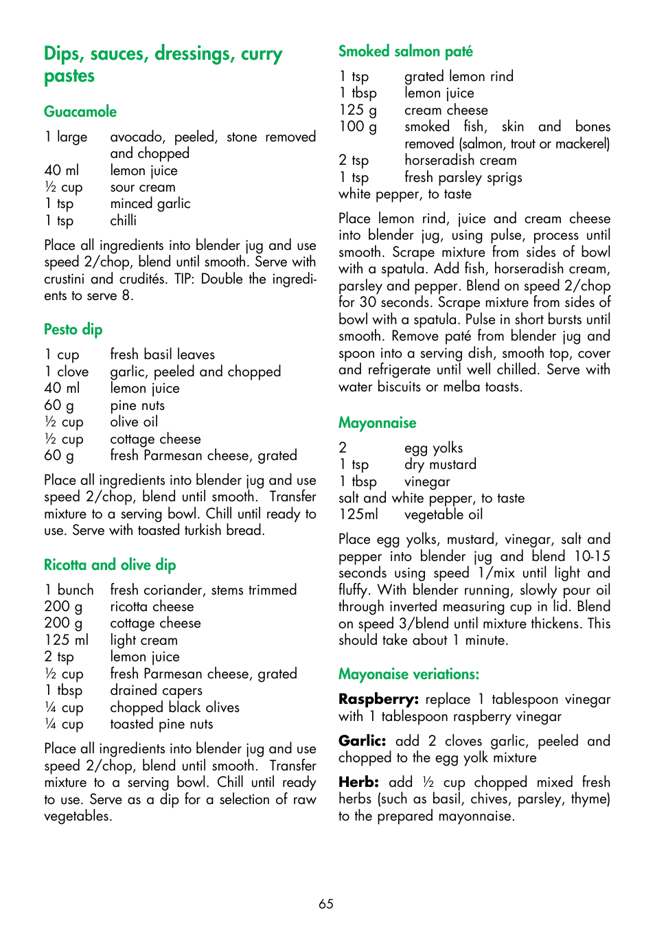 Dips, sauces, dressings, curry pastes | Gastroback 41001 Design Mixer Advanced Electronic User Manual | Page 25 / 36
