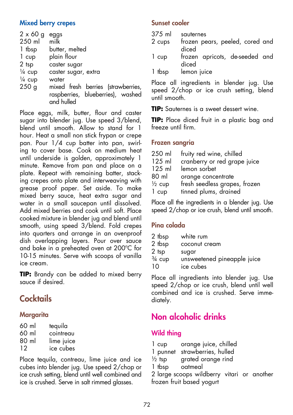 Cocktails, Non alcoholic drinks | Gastroback 41001 Design Mixer Advanced Electronic User Manual | Page 32 / 36
