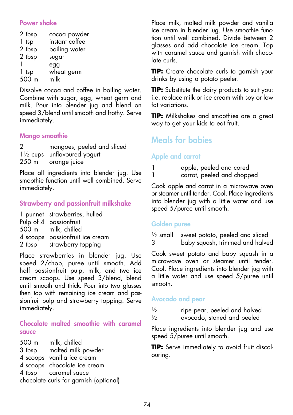 Meals for babies | Gastroback 41001 Design Mixer Advanced Electronic User Manual | Page 34 / 36