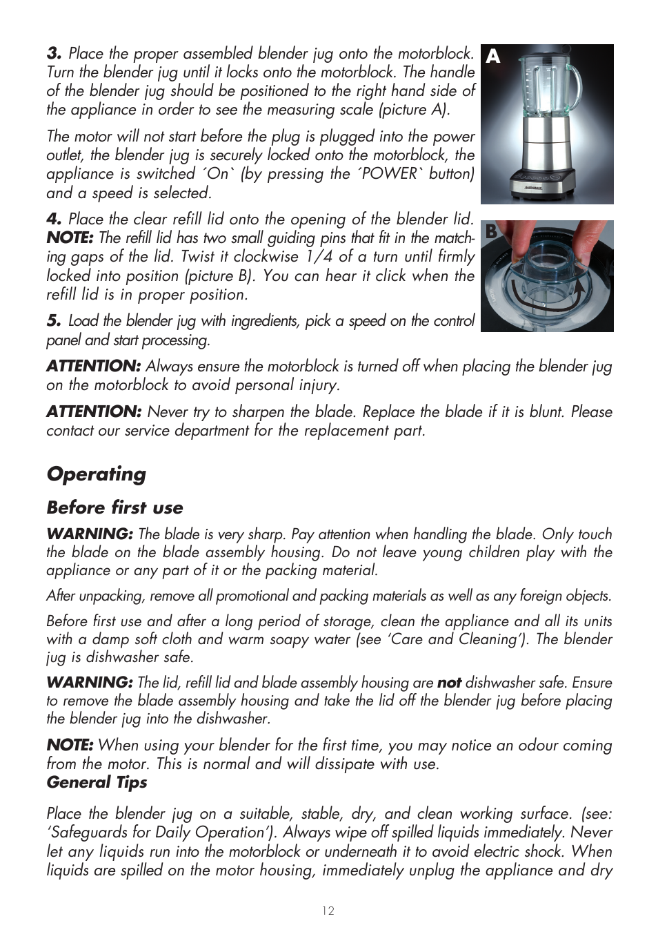 Operating | Gastroback 41000 Design Mixer Advanced User Manual | Page 12 / 44