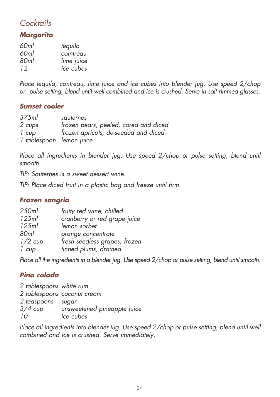 Cocktails | Gastroback 41000 Design Mixer Advanced User Manual | Page 37 / 44