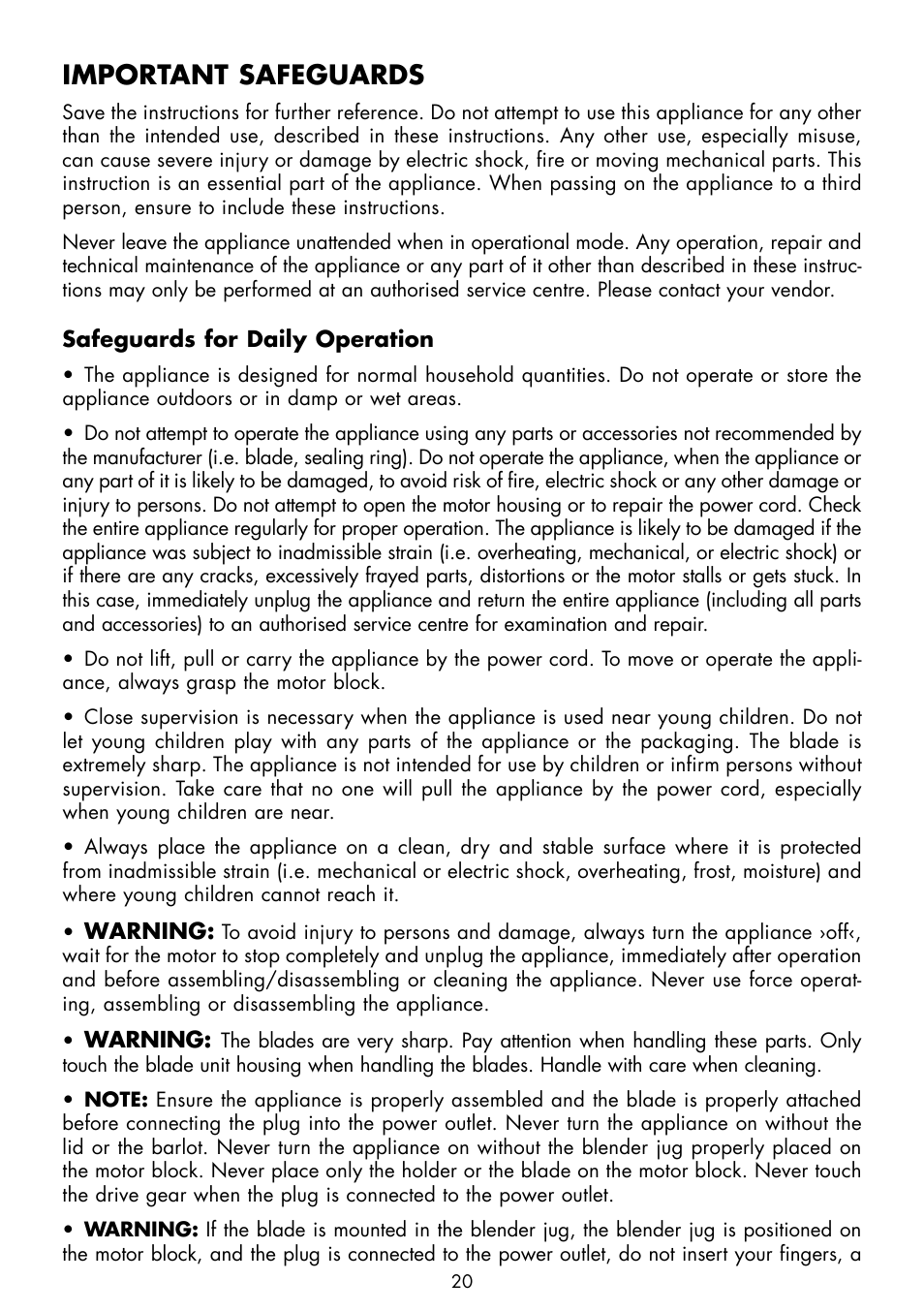 Important safeguards | Gastroback 40998 Vital Mixer User Manual | Page 4 / 15
