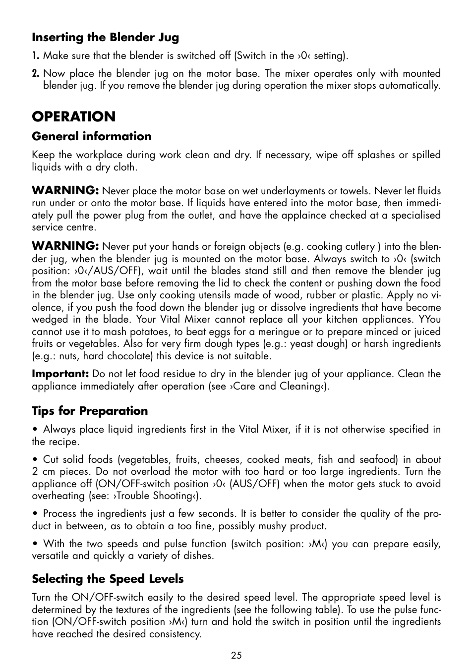 Operation | Gastroback 40998 Vital Mixer User Manual | Page 9 / 15