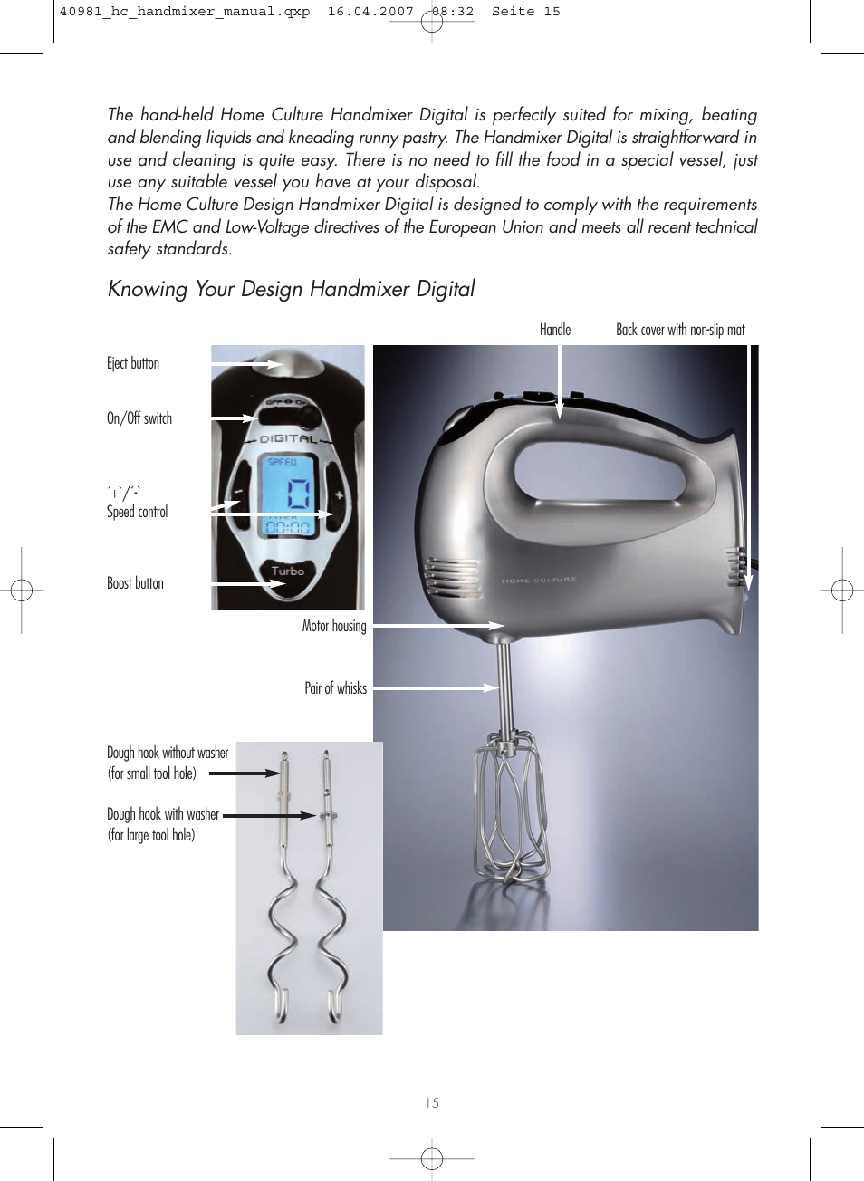 Knowing your design handmixer digital | Gastroback 40981 Hand Mixer Digital Home Culture User Manual | Page 3 / 12