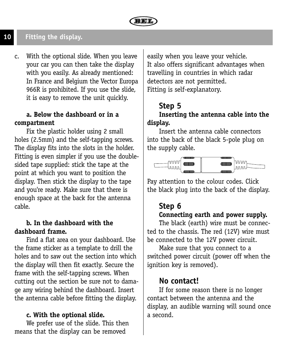 Step 5, Step 6, No contact | Beltronics 966R User Manual | Page 10 / 12