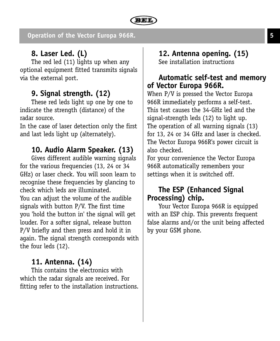 Beltronics 966R User Manual | Page 5 / 12