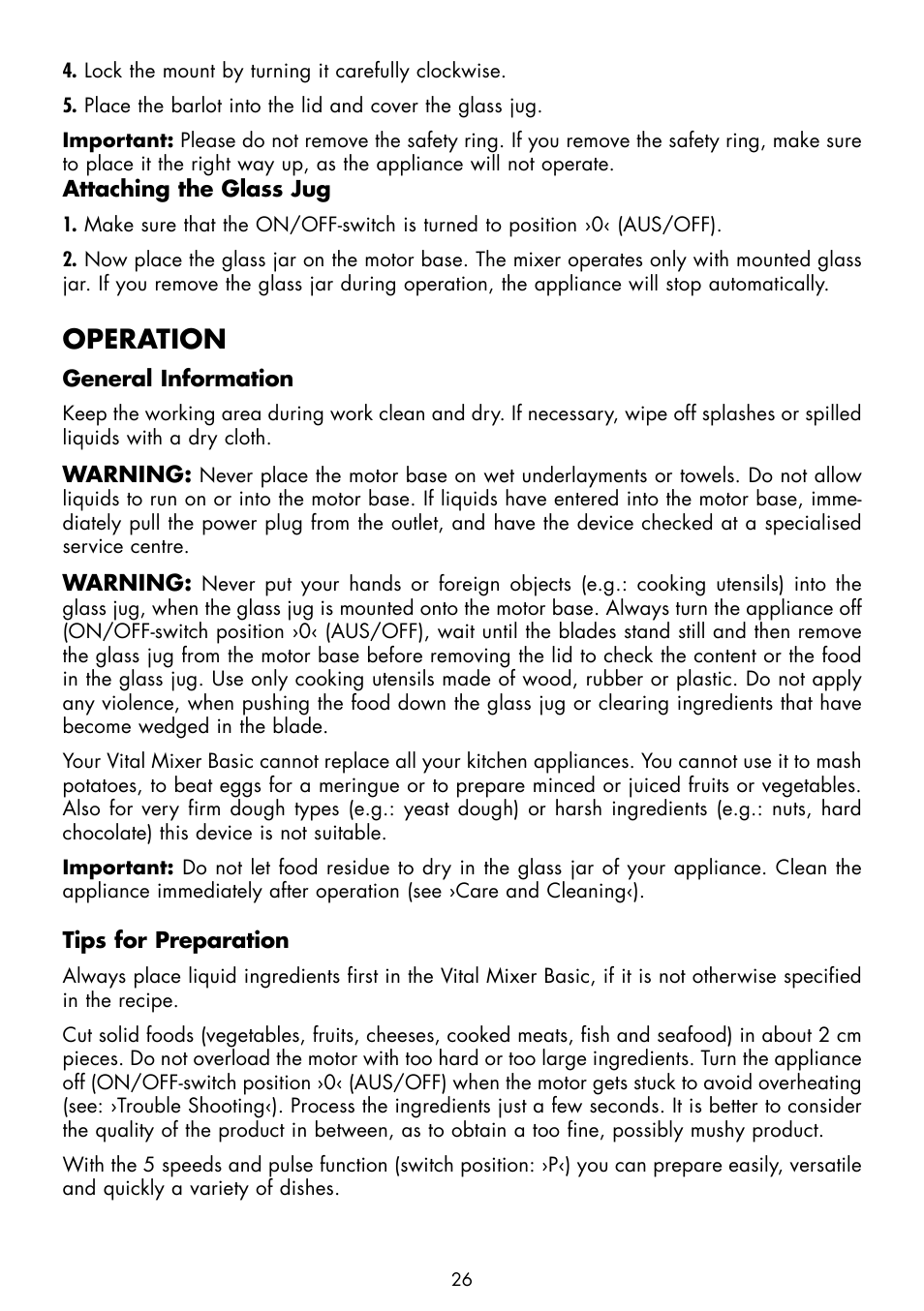 Operation | Gastroback 40898 Vital Mixer Basic User Manual | Page 10 / 16