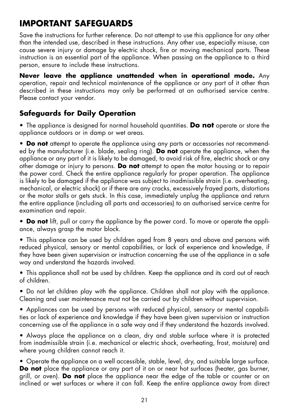 Important safeguards | Gastroback 40898 Vital Mixer Basic User Manual | Page 5 / 16