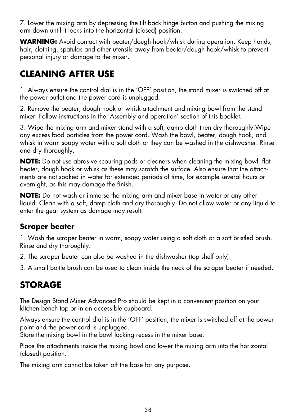 Cleaning after use, Storage | Gastroback 40979 Design Stand Mixer Advanced Pro User Manual | Page 10 / 24