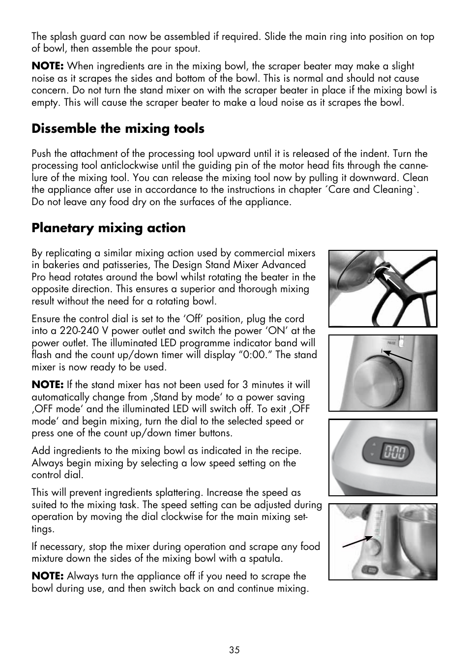 Dissemble the mixing tools, Planetary mixing action | Gastroback 40979 Design Stand Mixer Advanced Pro User Manual | Page 7 / 24