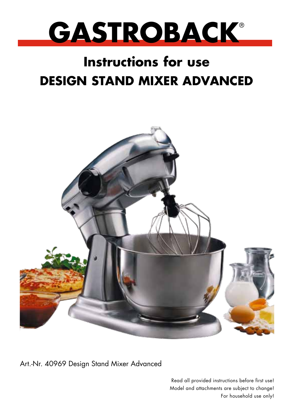 Gastroback 40969 Design Stand Mixer Advanced User Manual | 22 pages