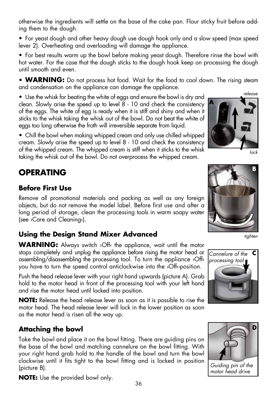 Operating | Gastroback 40969 Design Stand Mixer Advanced User Manual | Page 10 / 22