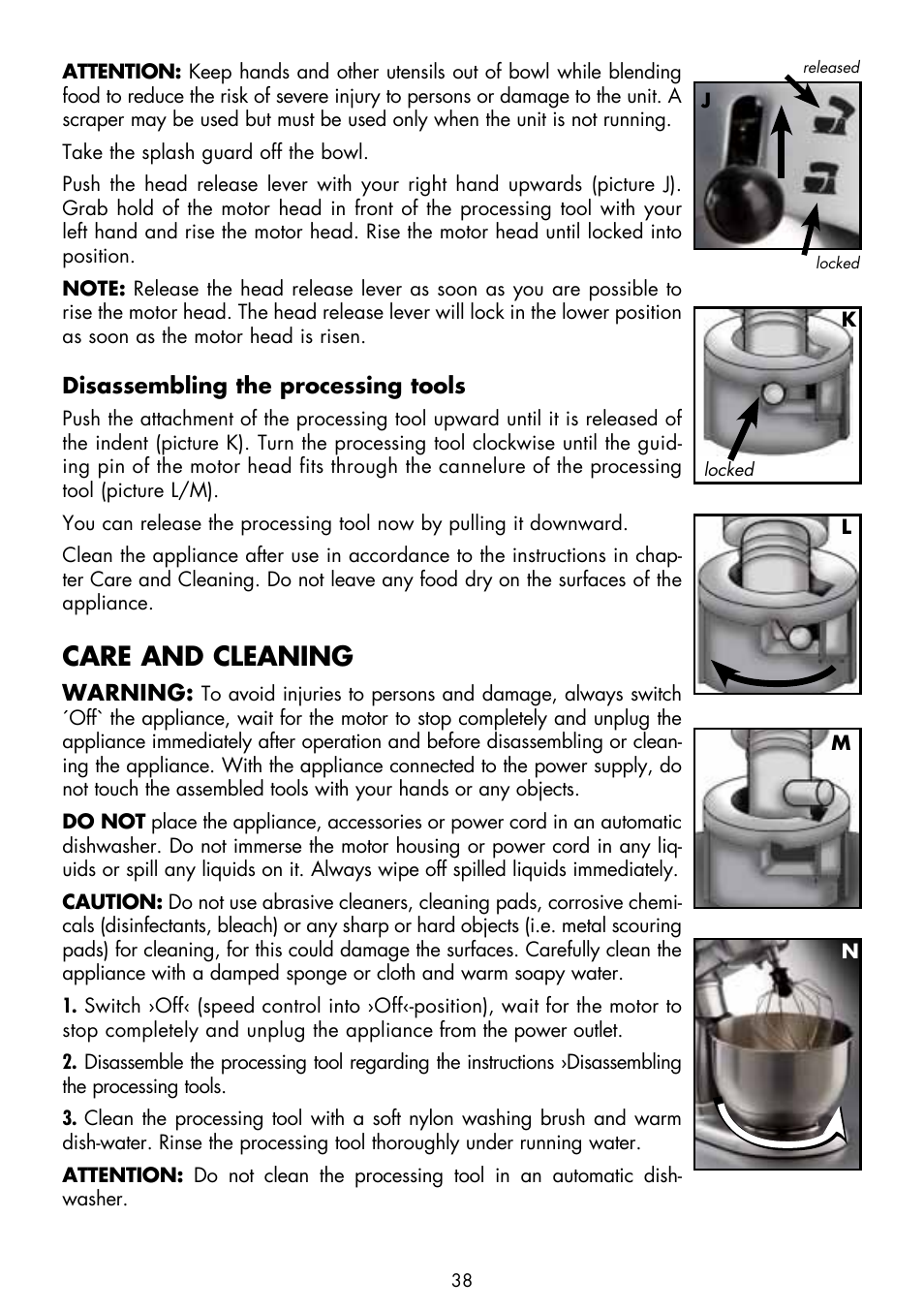 Care and cleaning | Gastroback 40969 Design Stand Mixer Advanced User Manual | Page 12 / 22